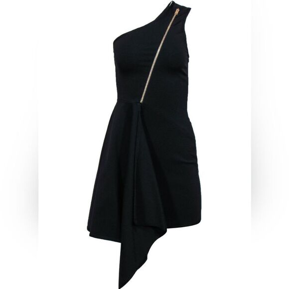Stella McCartney - Black One-Shoulder Asymmetrical Dress w/ Front - Picture 6 of 6